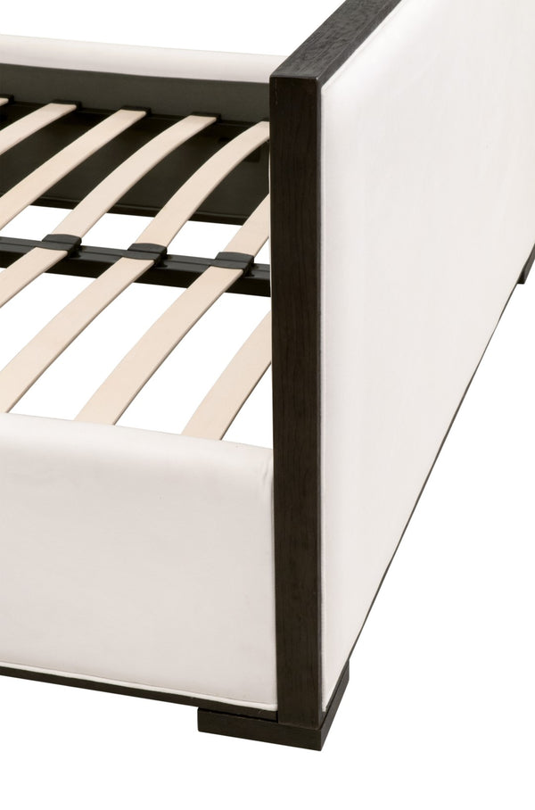 Essentials For Living Tailor Upholstered Bed With Matte Brown Oak Trimming - Stylish, Durable Design For Modern Bedrooms Matte Brown Oak Solid Oak Wood,Plywood,Metal 7131-2.Lpprl/Mbo