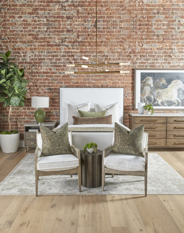 Essentials For Living Tailor Upholstered Bed With Matte Brown Oak Trimming - Stylish, Durable Design For Modern Bedrooms Matte Brown Oak Solid Oak Wood,Plywood,Metal 7131-2.Lpprl/Mbo