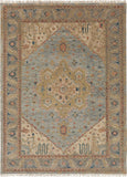 Talmadge Hand-Knotted Wool Area Rug, Slate Blue & Beige, 2' x 3' - Luxurious, Stain-Resistant