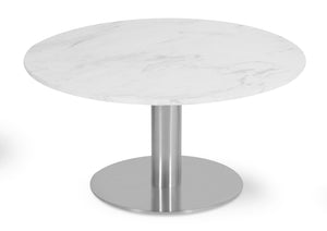 Soho Concept Tango Coffee Table - Italian White Carrara Marble Top, Brushed Stainless Steel Base, Minimalist Design   Soho-concept-dining-chair-13969