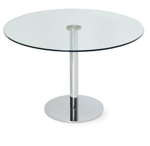 Soho Concept Tango Glass Dining Table: Modern 12mm Tempered Glass Top With Brushed Steel & Walnut Veneer Base   Soho-concept-dining-chair-13909