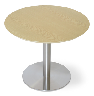 Soho Concept Tango Wood Dining Table: Elegant White Lacquer & Walnut Top, Modern Matte Steel Base, 32" Diameter Natural,Ash  Soho-concept-dining-chair-13957