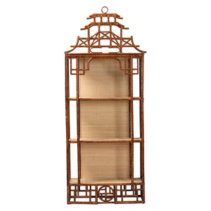 Bali & Pari Tamiko Handcrafted Rattan Pagoda Etagere Three Tier Open Display Shelf