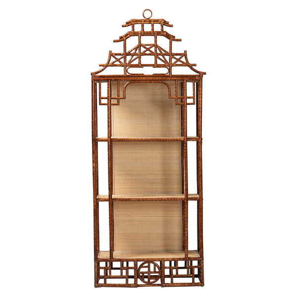 Bali & Pari Tamiko Handcrafted Rattan Pagoda Etagere Three Tier Open Display Shelf