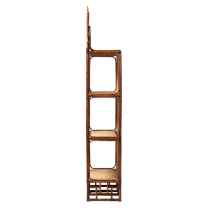Bali & Pari Tamiko Handcrafted Rattan Pagoda Etagere Three Tier Open Display Shelf