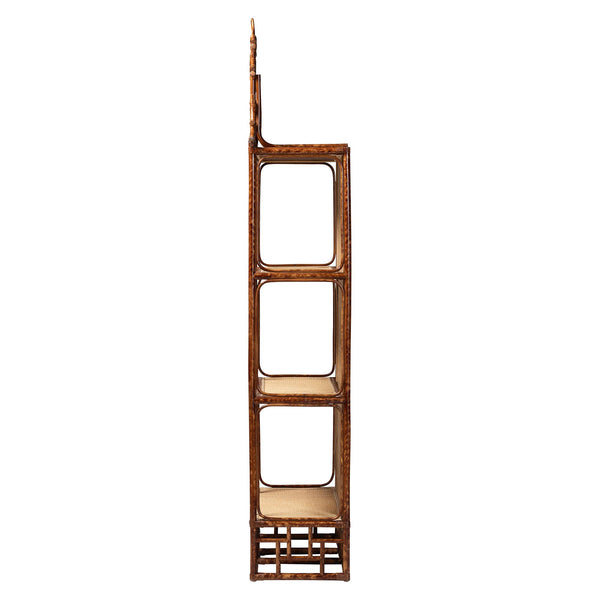 Bali & Pari Tamiko Handcrafted Rattan Pagoda Etagere Three Tier Open Display Shelf