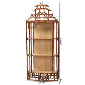 Bali & Pari Tamiko Handcrafted Rattan Pagoda Etagere Three Tier Open Display Shelf