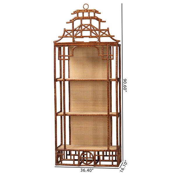 Bali & Pari Tamiko Handcrafted Rattan Pagoda Etagere Three Tier Open Display Shelf