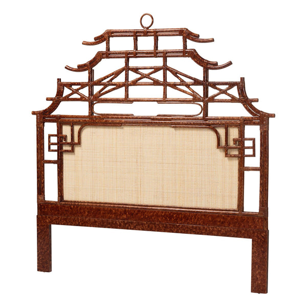 Baxton Studio Bali & Pari Tamiko Natural Rattan Freestanding Headboard Pagoda Handwoven Queen Temple-Tortoise/Rattan-Queen-HB