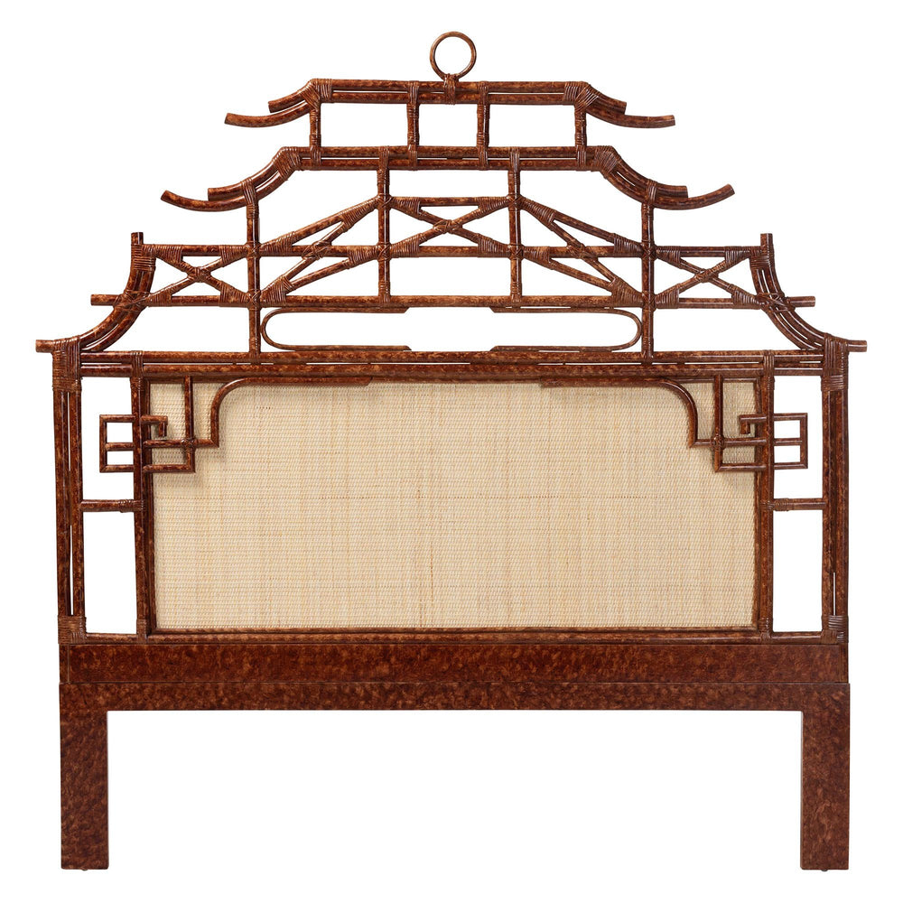 Baxton Studio Bali & Pari Tamiko Natural Rattan Freestanding Headboard Pagoda Handwoven Queen Temple-Tortoise/Rattan-Queen-HB
