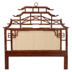 Bali & Pari Tamiko Natural Rattan Freestanding Headboard Pagoda Handwoven Queen