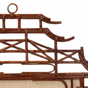Bali & Pari Tamiko Natural Rattan Freestanding Headboard Pagoda Handwoven Queen