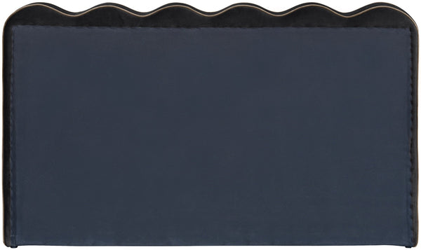 Meridian Furniture Tempo Sculptural Full Bed Plush Velvet Upholstery Curved Headboard Contrast Piping Detail Black TempoBlack-F