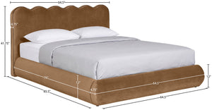 Meridian Furniture Tempo Sculptural Full Bed Plush Velvet Upholstery Curved Headboard Contrast Piping Detail Saddle TempoSaddle-F