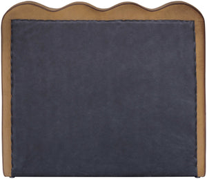 Meridian Furniture Tempo Velvet Twin Upholstered Bed with Sculptural Curved Headboard and Contrast Piping Detail Saddle TempoSaddle-T