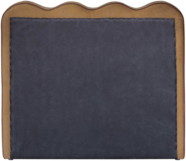 Meridian Furniture Tempo Velvet Twin Upholstered Bed with Sculptural Curved Headboard and Contrast Piping Detail Saddle TempoSaddle-T