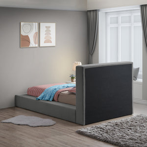 Terra Grey Boucle Fabric Twin Bed TerraGrey-T Meridian Furniture