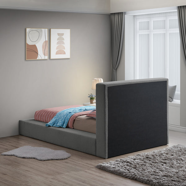 Terra Grey Boucle Fabric Twin Bed TerraGrey-T Meridian Furniture