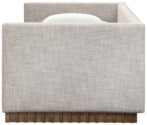 Meridian Furniture Teva Twin Daybed Linen Upholstered Frame with Walnut Base for Guest and Living Rooms Beige TevaBeige-T