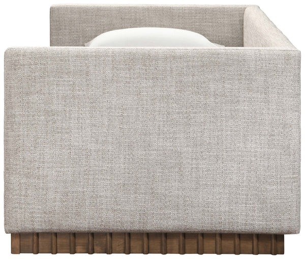 Meridian Furniture Teva Twin Daybed Linen Upholstered Frame with Walnut Base for Guest and Living Rooms Beige TevaBeige-T