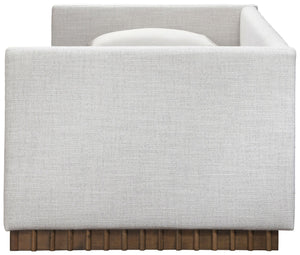 Meridian Furniture Teva Twin Daybed Linen Upholstered Frame with Walnut Base for Guest and Living Rooms Cream TevaCream-T