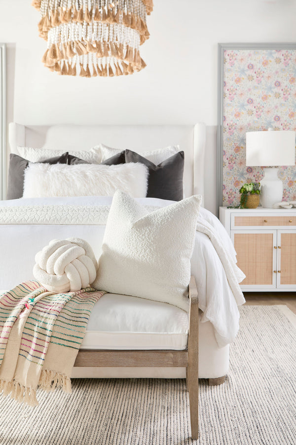 Essentials for Living The Basic 22" Essential Pillow, Set of 2 7200-22.BOU-SNO Performance Boucle Snow