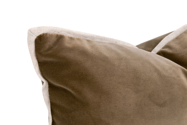 Essentials For Living The Not So Basic 20" Essential Lumbar Pillow Set Of 2 – Luxurious Velvet, Down-filled Comfort Decor Caramel Velvet,Jute Flat Piping  7203-20.Car/Jut