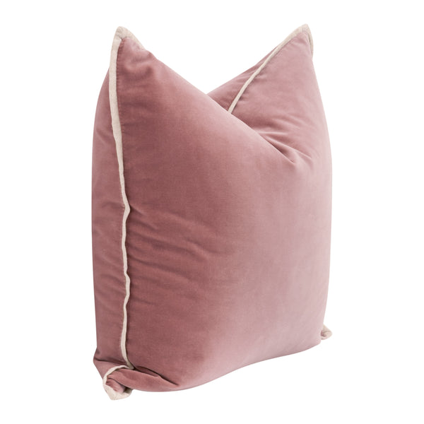 Essentials For Living The Not So Basic 20" Essential Pillow Set Of 2 - Luxurious Velvet, Down Filled, Stylish Home Décor Petal Velvet,Jute Flat Piping  7202-20.Pet/Jut