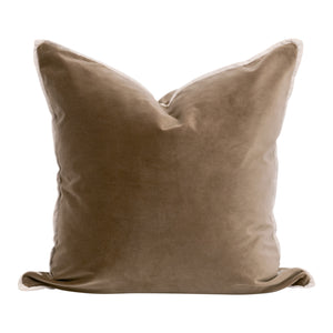 Essentials For Living The Not So Basic 22" Essential Pillow Set Of 2 - Luxurious Down-filled Decor For Modern Homes Caramel Velvet,Jute Flat Piping  7202-22.Car/Jut