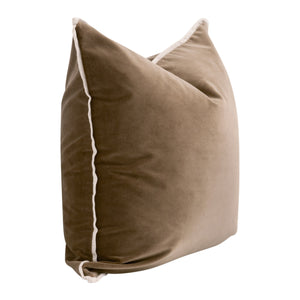 Essentials For Living The Not So Basic 22" Essential Pillow Set Of 2 - Luxurious Down-filled Decor For Modern Homes Caramel Velvet,Jute Flat Piping  7202-22.Car/Jut