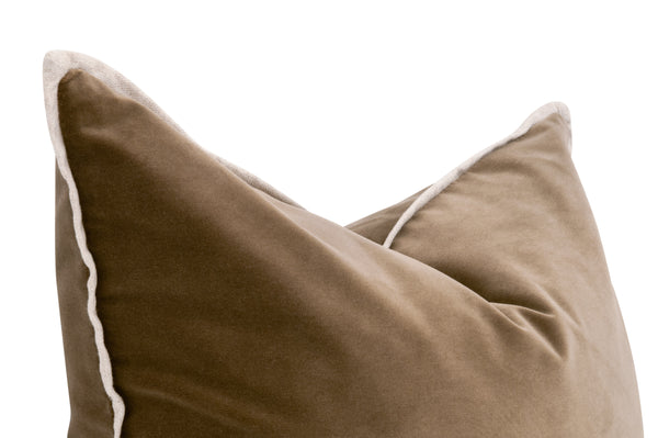 Essentials For Living The Not So Basic 22" Essential Pillow Set Of 2 - Luxurious Down-filled Decor For Modern Homes Caramel Velvet,Jute Flat Piping  7202-22.Car/Jut