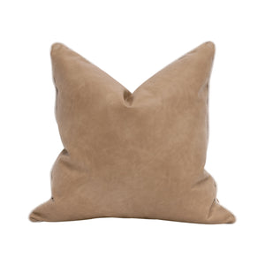 Essentials For Living The Not So Basic 22" Essential Pillow Set Of 2 - Luxurious Vegan Leather, Down-filled Comfort! Ivanhoe Toast,Performance Bisque French Linen Piping  6551-22.Ivt/Bis