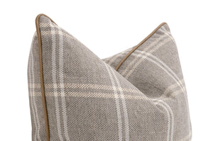 Essentials For Living The Not So Basic 22" Essential Pillow Set Of 2 - Luxurious Vegan Leather, Down-filled Comfort! Livesmart Walden,Stone,Ivanhoe Toast Piping  6551-22.Wsto/Ivt