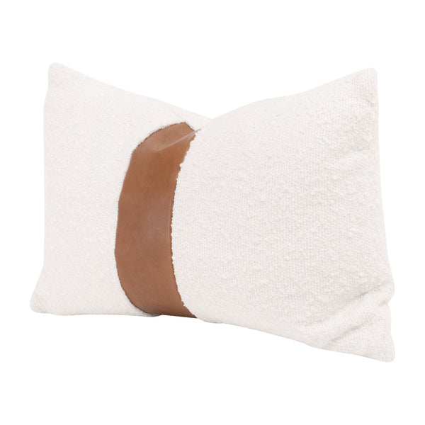 Essentials for Living The Split Decision 20" Essential Lumbar Pillow, Set of 2 7207-20.BOU-SNO/WB Performance Boucle Snow, Whiskey Brown Top Grain Leather Stripe