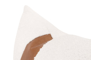 Essentials for Living The Split Decision 20" Essential Lumbar Pillow, Set of 2 7207-20.BOU-SNO/WB Performance Boucle Snow, Whiskey Brown Top Grain Leather Stripe