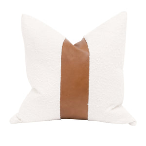 Essentials for Living The Split Decision 20" Essential Pillow, Set of 2 7206-20.BOU-SNO/WB Performance Boucle Snow, Whiskey Brown Top Grain Leather Stripe
