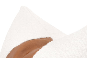 Essentials for Living The Split Decision 20" Essential Pillow, Set of 2 7206-20.BOU-SNO/WB Performance Boucle Snow, Whiskey Brown Top Grain Leather Stripe