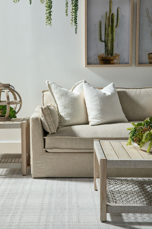 Essentials For Living Thea Outdoor 90" Taper Arm Sofa - Stylish Slipcover, Uv-resistant Fabric, & Plush Cushions For Comfort Desert Accoya Marine Grade Plywood,Solid Accoya Wood 6726-3.Atwn