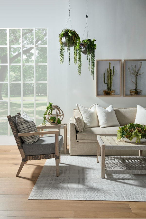 Essentials For Living Thea Outdoor 90" Taper Arm Sofa - Stylish Slipcover, Uv-resistant Fabric, & Plush Cushions For Comfort Desert Accoya Marine Grade Plywood,Solid Accoya Wood 6726-3.Atwn