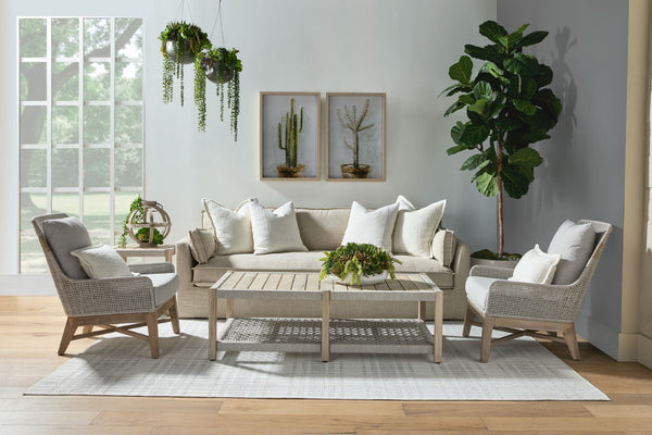 Essentials For Living Thea Outdoor 90" Taper Arm Sofa - Stylish Slipcover, Uv-resistant Fabric, & Plush Cushions For Comfort Desert Accoya Marine Grade Plywood,Solid Accoya Wood 6726-3.Atwn