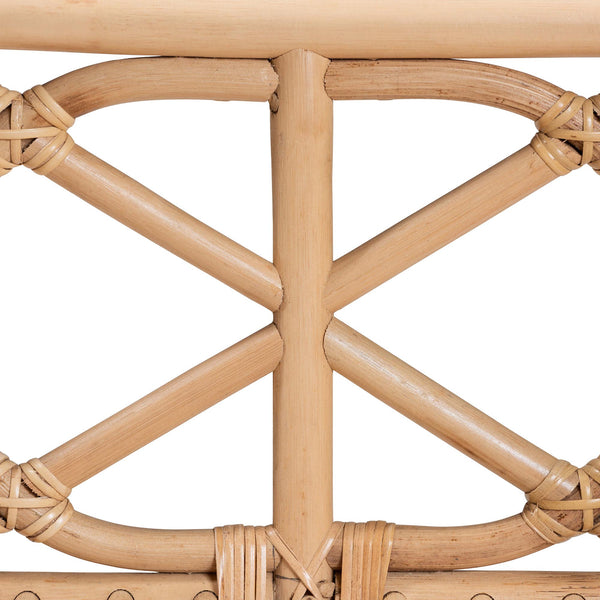 Bali & Pari Theo Handcrafted Rattan Bench with Cushion for Entryway or Living Room