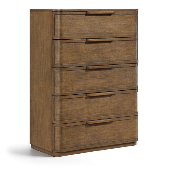 Meridian Furniture Tiberio Mid-century Tall Six Drawer Oak Veneer Chest with Soft Close Drawers for Bedroom Storage Brown TiberioBrown-CH