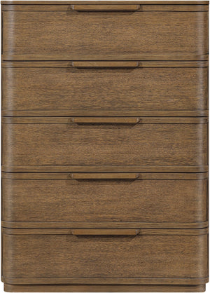 Meridian Furniture Tiberio Mid-century Tall Six Drawer Oak Veneer Chest with Soft Close Drawers for Bedroom Storage Brown TiberioBrown-CH