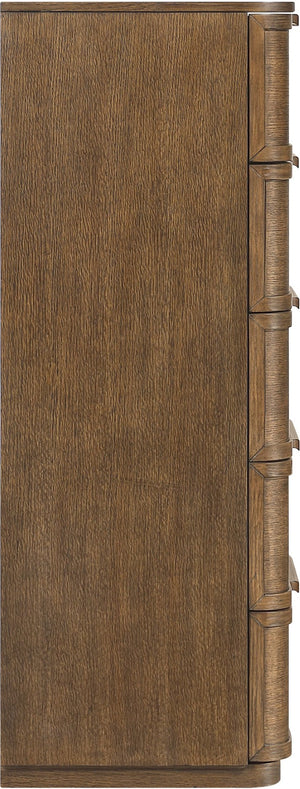 Meridian Furniture Tiberio Mid-century Tall Six Drawer Oak Veneer Chest with Soft Close Drawers for Bedroom Storage Brown TiberioBrown-CH