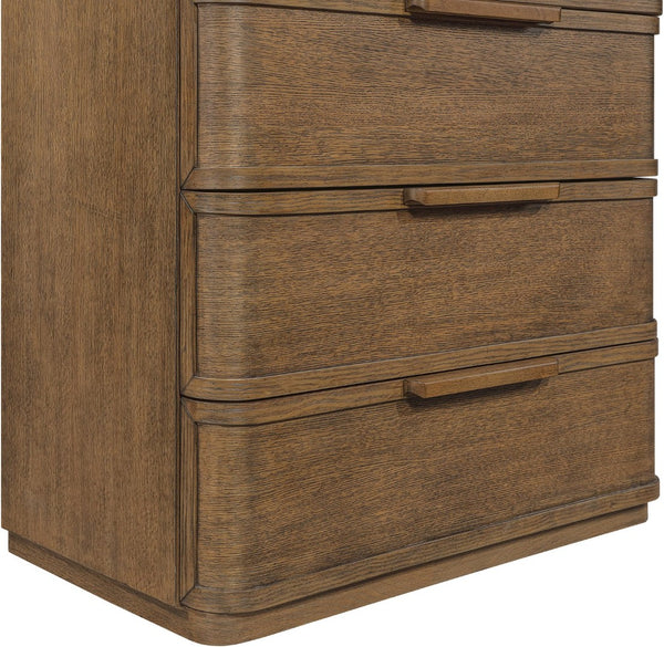 Meridian Furniture Tiberio Mid-century Tall Six Drawer Oak Veneer Chest with Soft Close Drawers for Bedroom Storage Brown TiberioBrown-CH