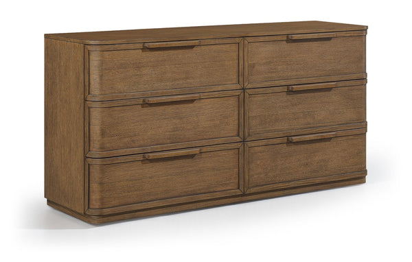 Meridian Furniture Tiberio Mid-century Oak Veneer Dresser with Soft Close Drawers for Modern Bedroom Storage Brown TiberioBrown-D