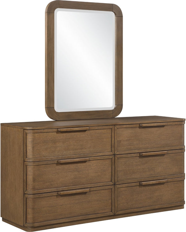 Meridian Furniture Tiberio Mid-century Oak Veneer Dresser with Soft Close Drawers for Modern Bedroom Storage Brown TiberioBrown-D