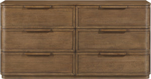 Meridian Furniture Tiberio Mid-century Oak Veneer Dresser with Soft Close Drawers for Modern Bedroom Storage Brown TiberioBrown-D