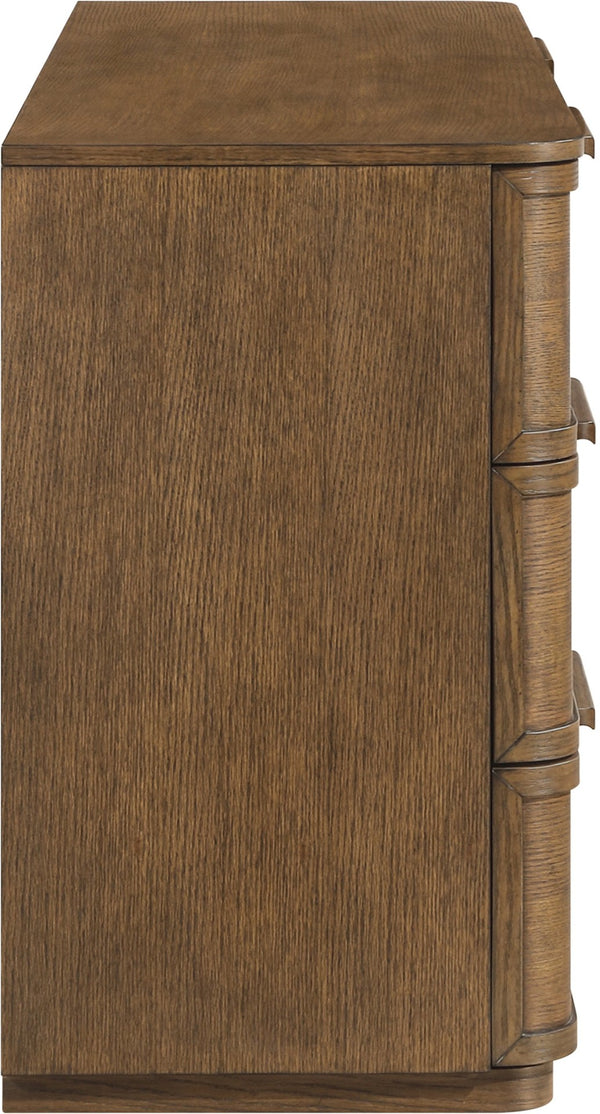 Meridian Furniture Tiberio Mid-century Oak Veneer Dresser with Soft Close Drawers for Modern Bedroom Storage Brown TiberioBrown-D
