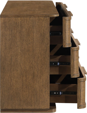 Meridian Furniture Tiberio Mid-century Oak Veneer Dresser with Soft Close Drawers for Modern Bedroom Storage Brown TiberioBrown-D